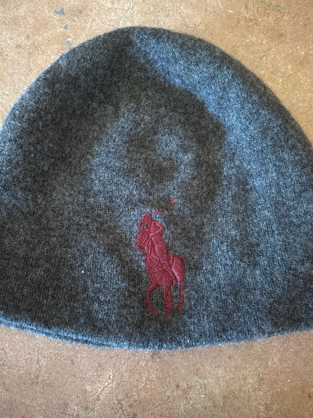 Polo by Ralph Lauren Dark Gray Wool Beanie with Navy Label